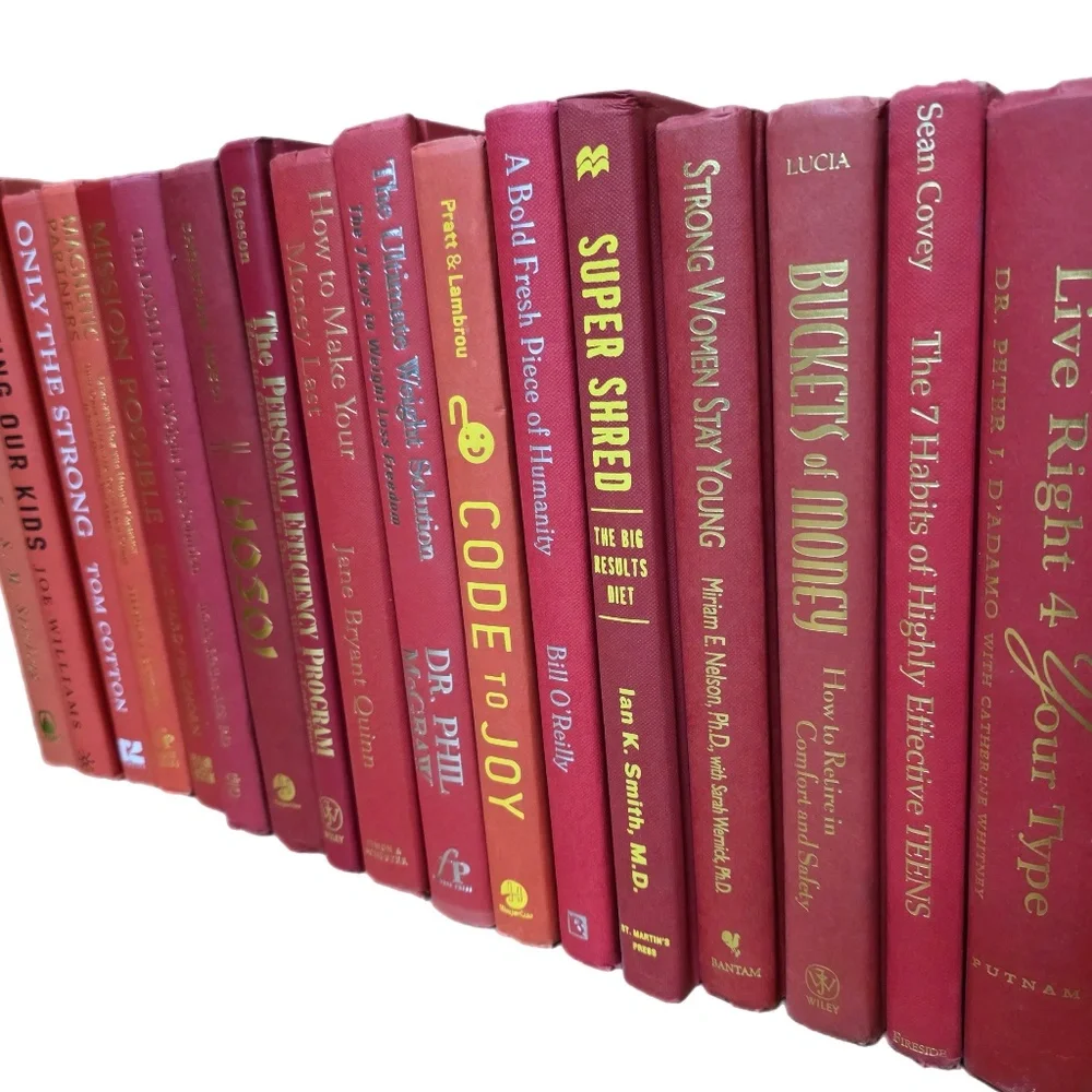 RED / Burgundy Book Decor: Modern Hardcover Interior Design Real Staging Books